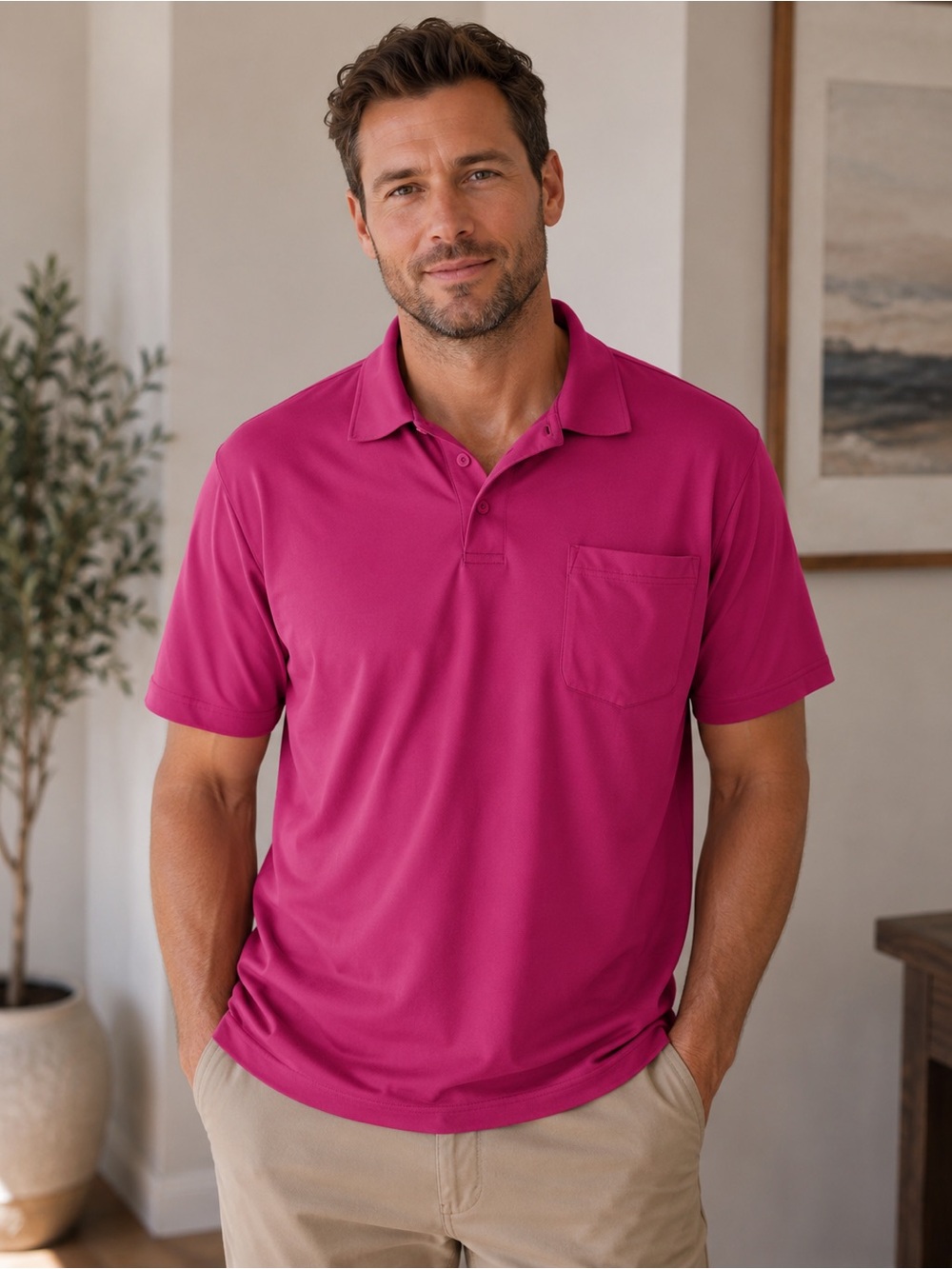 St. John’s Bay Quality Menswear Performance Quick-Dri Easy Care Polo Shirt Large